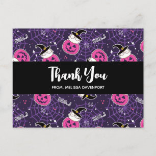 Cute Cats and Pumpkins Halloween Pattern Dank je Briefkaart
