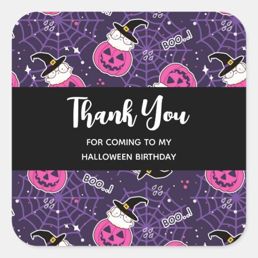 Cute Cats and Pumpkins Halloween Pattern Dank je Vierkante Sticker (Voorkant)