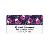 Cute Cats and Pumpkins Halloween Pattern Etiket (Voorkant)