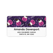 Cute Cats and Pumpkins Halloween Pattern Etiket (Voorkant)