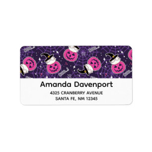 Cute Cats and Pumpkins Halloween Pattern Etiket