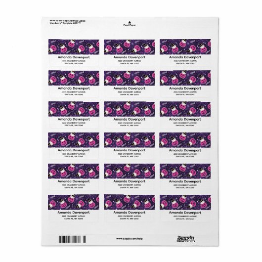 Cute Cats and Pumpkins Halloween Pattern Etiket (Full Sheet)