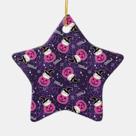 Cute Cats and Pumpkins Halloween Pattern Keramisch Ornament (Voorkant)