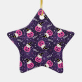 Cute Cats and Pumpkins Halloween Pattern Keramisch Ornament (Achterkant)