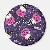 Cute Cats and Pumpkins Halloween Pattern Magneet (Voorkant)
