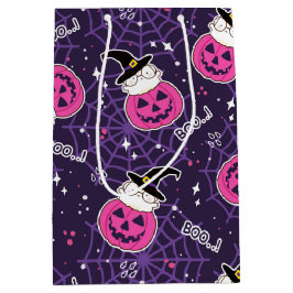 Cute Cats and Pumpkins Halloween Pattern Medium Cadeauzakje
