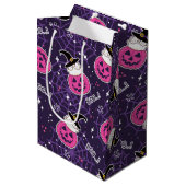 Cute Cats and Pumpkins Halloween Pattern Medium Cadeauzakje (Voorkant Gekanteld)