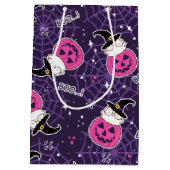 Cute Cats and Pumpkins Halloween Pattern Medium Cadeauzakje (Achterkant)