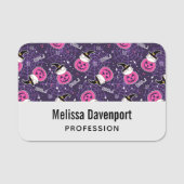 Cute Cats and Pumpkins Halloween Pattern Naamplaatje (Voorkant)