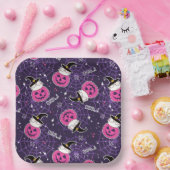 Cute Cats and Pumpkins Halloween Pattern Papieren Bordje (Feest)