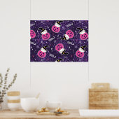 Cute Cats and Pumpkins Halloween Pattern Poster (Keuken)