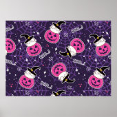 Cute Cats and Pumpkins Halloween Pattern Poster (Voorkant)