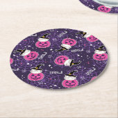 Cute Cats and Pumpkins Halloween Pattern Ronde Kartonnen Onderzetter (Gebogen)