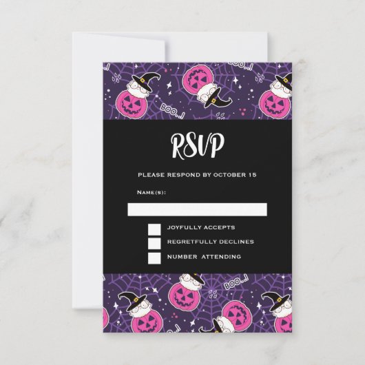 Cute Cats and Pumpkins Halloween Pattern RSVP Kaartje (Voorkant)