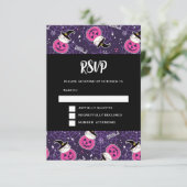 Cute Cats and Pumpkins Halloween Pattern RSVP Kaartje (Staand voorkant)