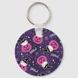 Cute Cats and Pumpkins Halloween Pattern Sleutelhanger