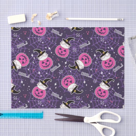 Cute Cats and Pumpkins Halloween Pattern Tissuepapier (Craft)