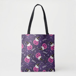 Cute Cats and Pumpkins Halloween Pattern Tote Bag