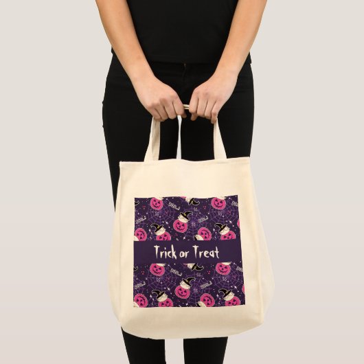 Cute Cats and Pumpkins Halloween Pattern Tote Bag (Voorkant (product))