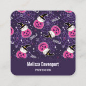 Cute Cats and Pumpkins Halloween Pattern Vierkante Visitekaartje (Voorkant)