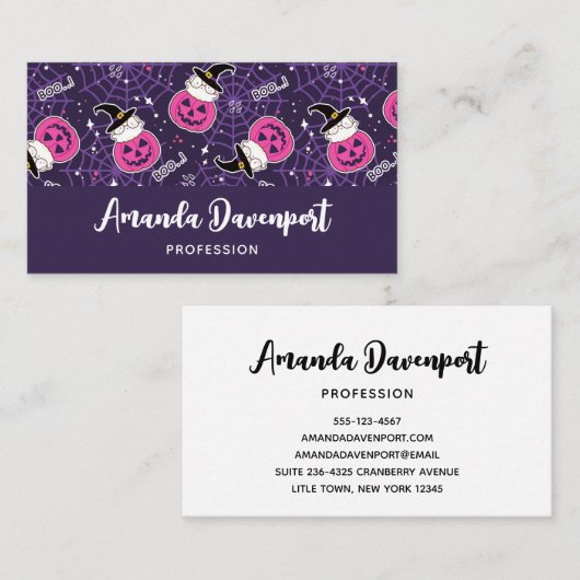 Cute Cats and Pumpkins Halloween Pattern Visitekaartje (Voorkant / Achterkant)