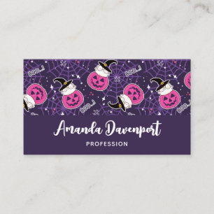 Cute Cats and Pumpkins Halloween Pattern Visitekaartje