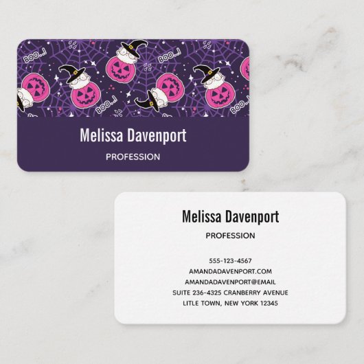 Cute Cats and Pumpkins Halloween Pattern Visitekaartje (Voorkant / Achterkant)