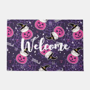 Cute Cats and Pumpkins Halloween Pattern Welcome Deurmat