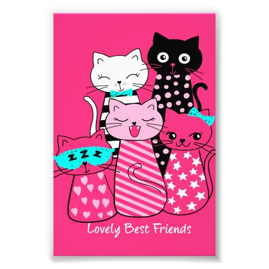 Cute Cats Best Friends Gift Funny Kitten Cat, Kat Foto Afdruk (Voorkant)