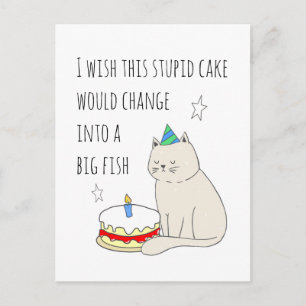 Cute Cat's Birthday Cake Wish Briefkaart