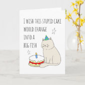 Cute Cat's Birthday Cake Wish Kaart (Gele Bloem)