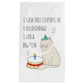 Cute Cat's Birthday Cake Wish Klein Cadeauzakje (Voorkant)