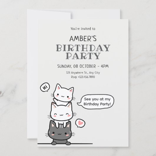 Cute cats birthday  kaart (Voorkant)