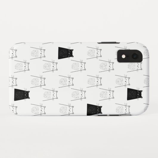 Cute Cats - Black & White Pattern Case-Mate iPhone Case (Achterkant (horizontaal))