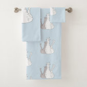 Cute Cats Blue Gray Pattern Bad Handdoek (Insitu)