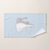 Cute Cats Blue Gray Pattern Bad Handdoek (Handdoek)