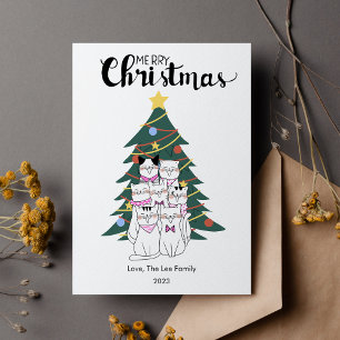 Cute Cats Boom Huisdierliefhebber Kerst Plat Feestdagenkaart