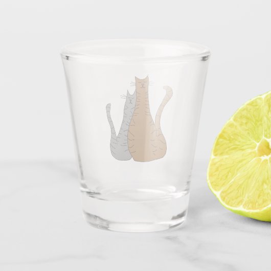 Cute Cats Brown Gray Tabby Katten Shot Glas (Achterkant)