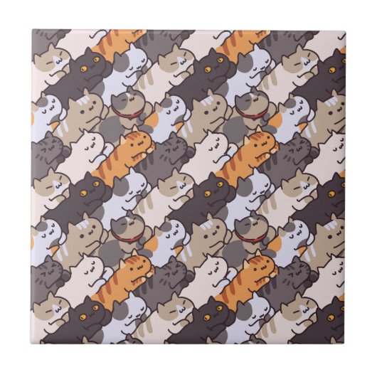 Cute Cats Ceramic Tile Tegeltje (Voorkant)