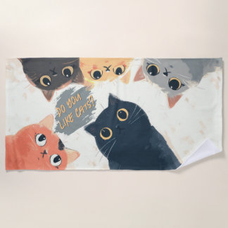 Cute Cats Circle – Kawaii Katten Illustratie Strandlaken