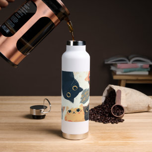 Cute Cats Circle – Kawaii Katten Illustratie Waterfles