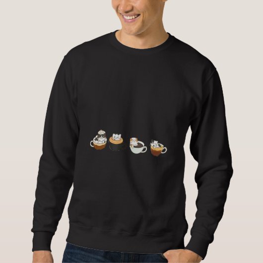 Cute Cats & Coffee Cup Graphic Cat Owner Coffee Trui (Voorkant)