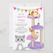 Cute Cats Colorful Modern Kittens Birthday Party Kaart (Voorkant)
