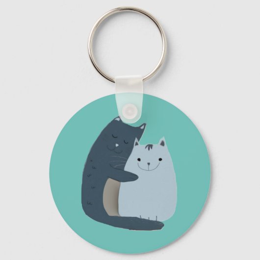 Cute Cats Cuddling Art Sleutelhanger (Voorkant)