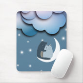 Cute Cats Cuddling on the Moon Art Muismat (Met muis)