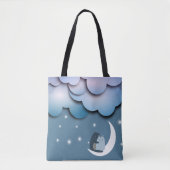 Cute Cats Cuddling on the Moon Art Tote Bag (Voorkant)