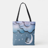 Cute Cats Cuddling on the Moon Art Tote Bag (Achterkant)