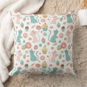 Cute Cats & Cupcakes Patroon - Kawaii Kitten Kunst Kussen (Deken)