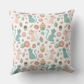 Cute Cats & Cupcakes Patroon - Kawaii Kitten Kunst Kussen (Achterkant)