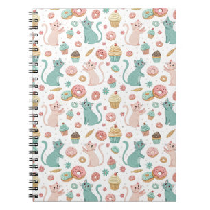 Cute Cats & Cupcakes Patroon - Kawaii Kitten Kunst Notitieboek